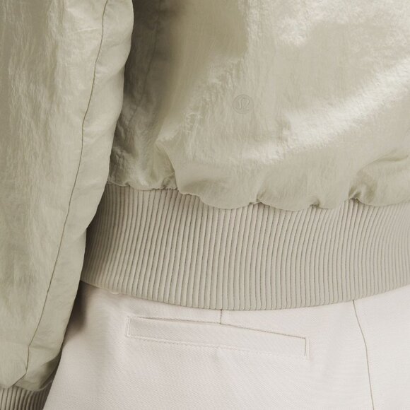 Women's Reversible Insulated Bomber Jacket In Raw/Linen/Bone - Picture 5 of 11